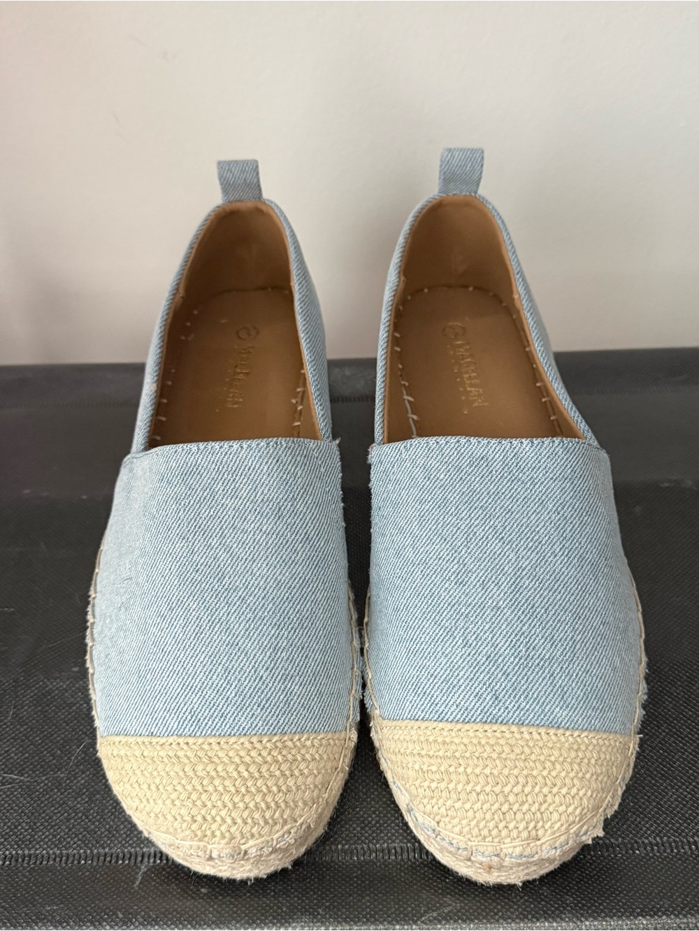 Magellan Outdoors Light Blue Espadrille Slip-Ons with Cream Toe